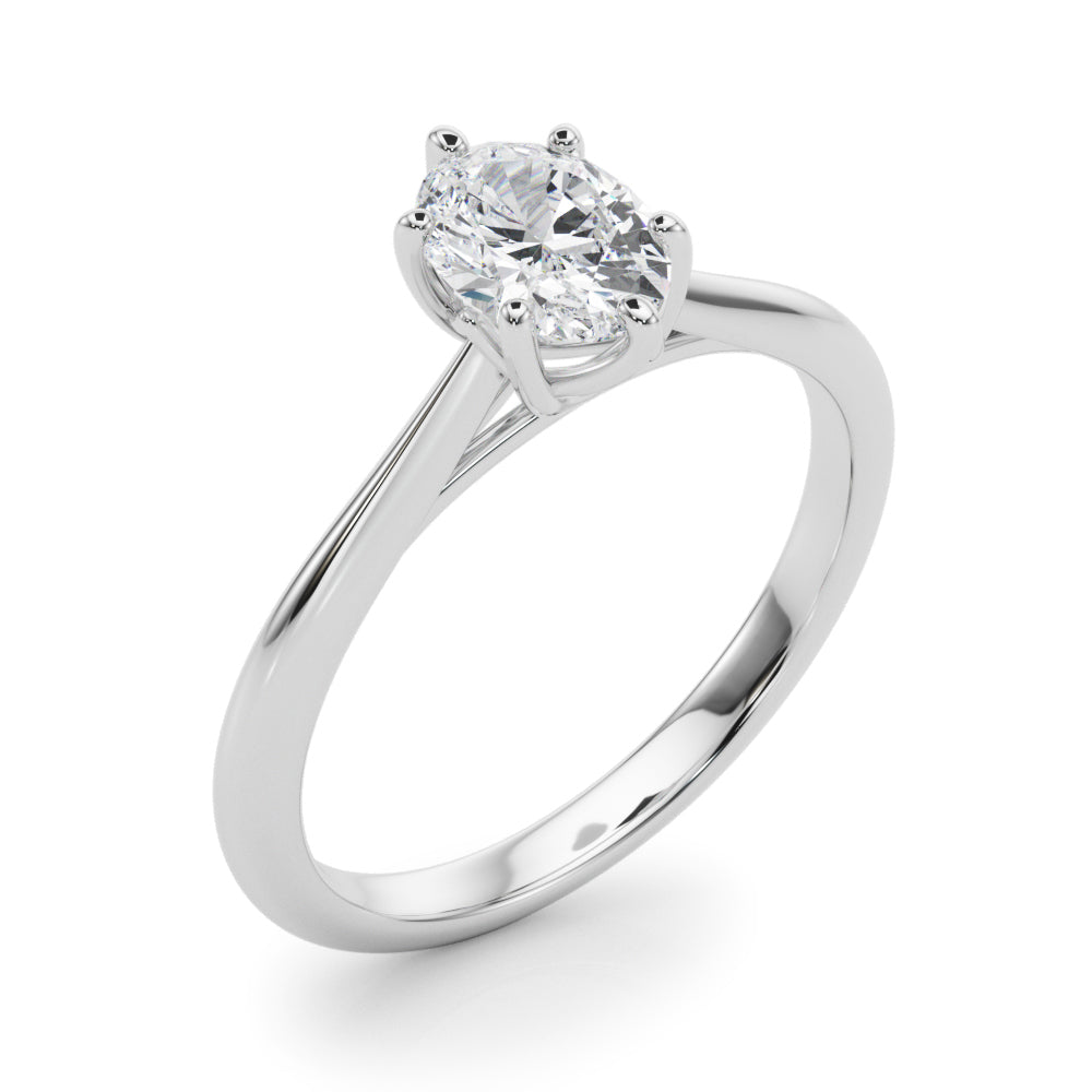 Crowned Solitaire Ovals Oval Diamond Engagement Ring — 9K/18K Gold & Platinum