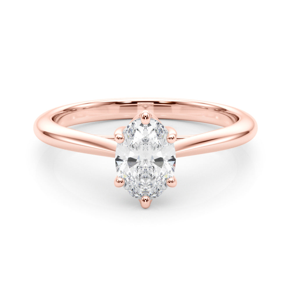 Crowned Solitaire Ovals Oval Diamond Engagement Ring — 9K/18K Gold & Platinum