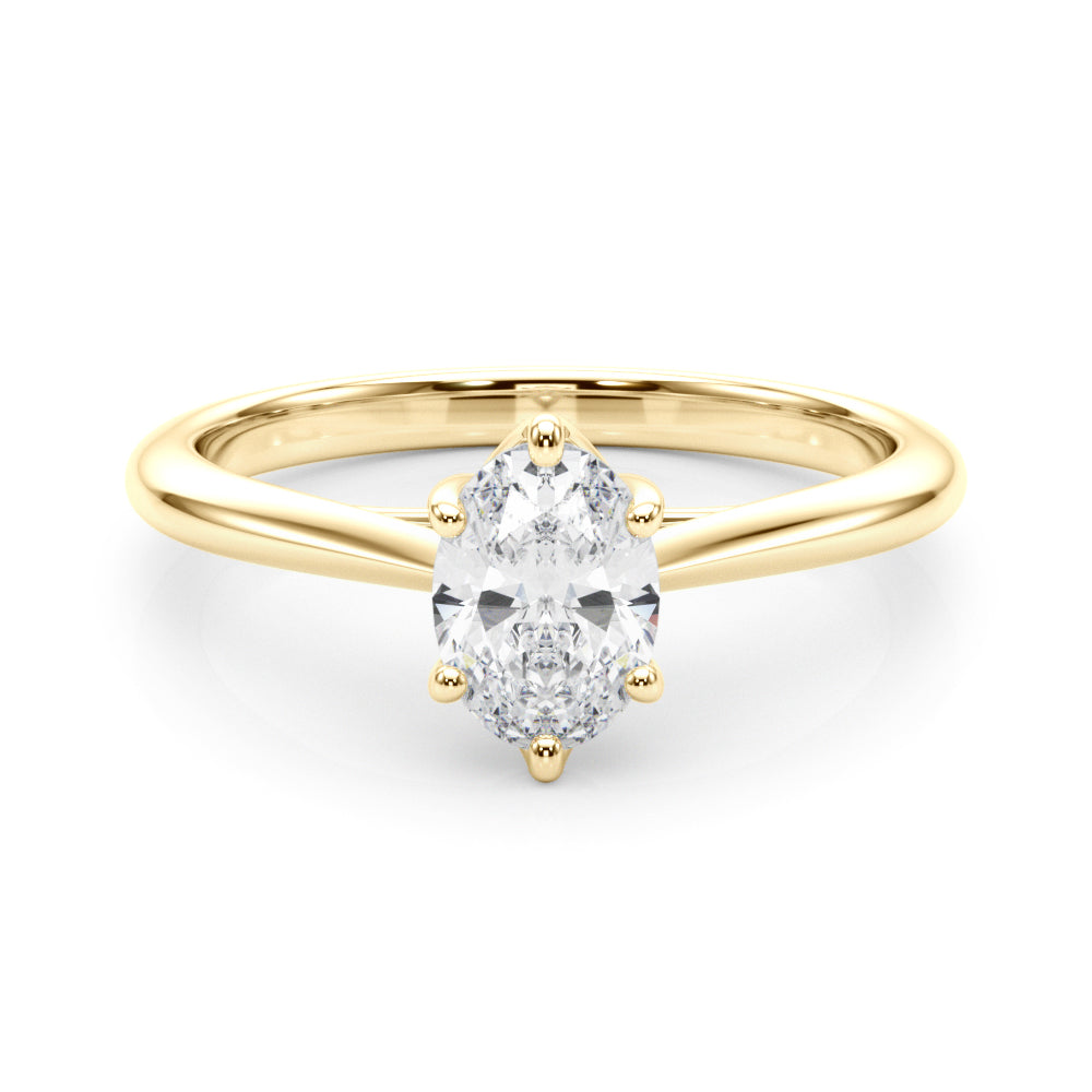 Crowned Solitaire Ovals Oval Diamond Engagement Ring — 9K/18K Gold & Platinum
