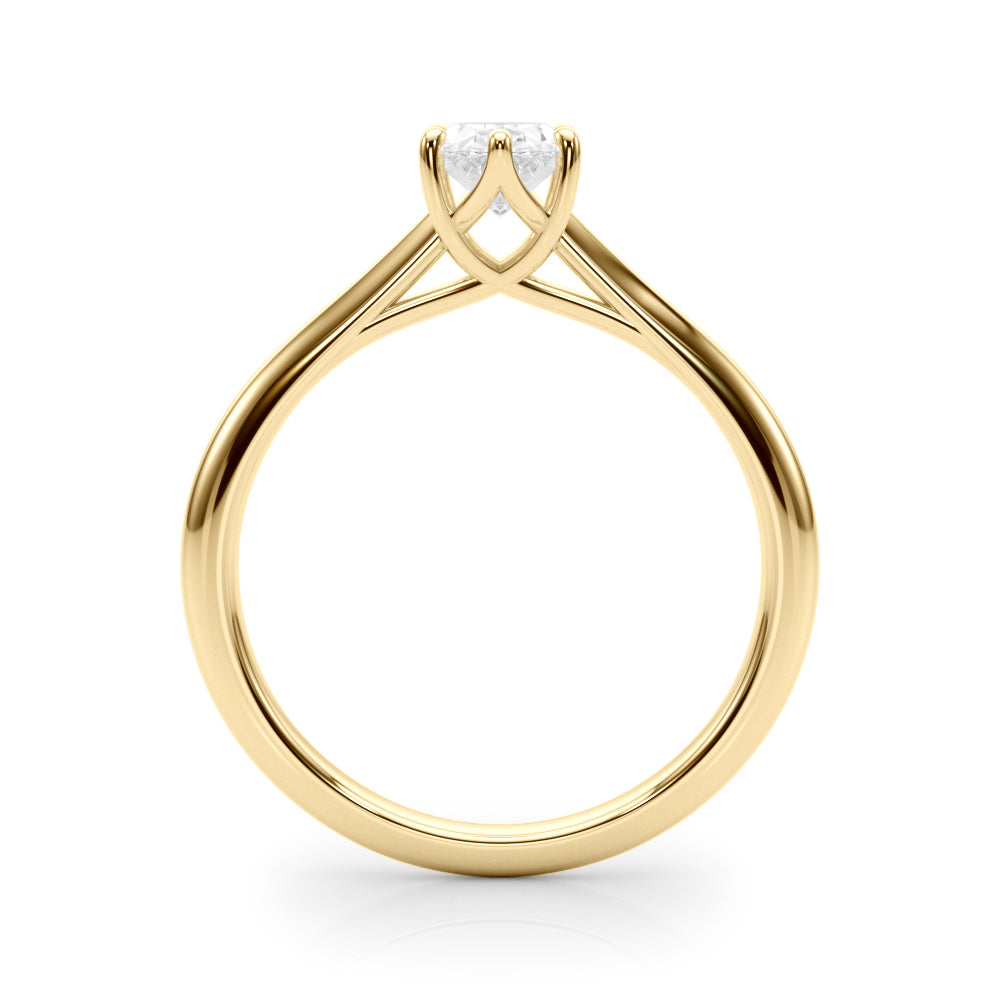 Crowned Solitaire Ovals Oval Diamond Engagement Ring — 9K/18K Gold & Platinum