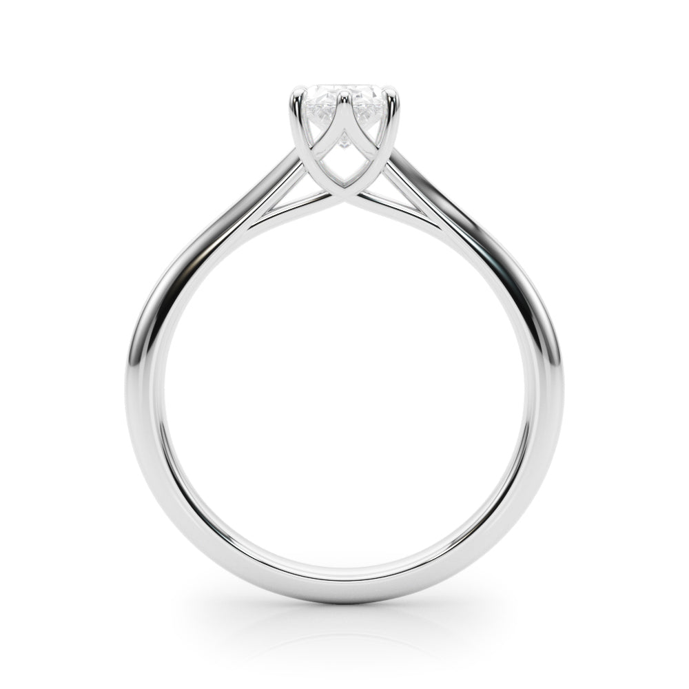 Crowned Solitaire Ovals Oval Diamond Engagement Ring — 9K/18K Gold & Platinum