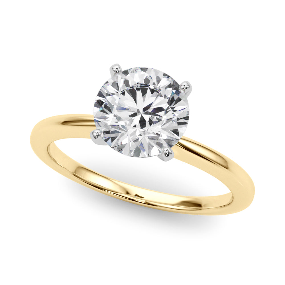 Refined Solitaire For Peg Head Round Diamond Engagement Ring — 9K/18K Gold & Platinum