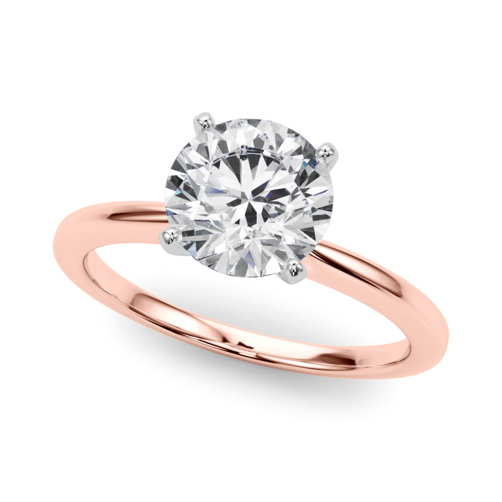 Refined Solitaire For Peg Head Round Diamond Engagement Ring — 9K/18K Gold & Platinum