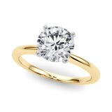 Refined Solitaire For Peg Head Round Diamond Engagement Ring — 9K/18K Gold & Platinum