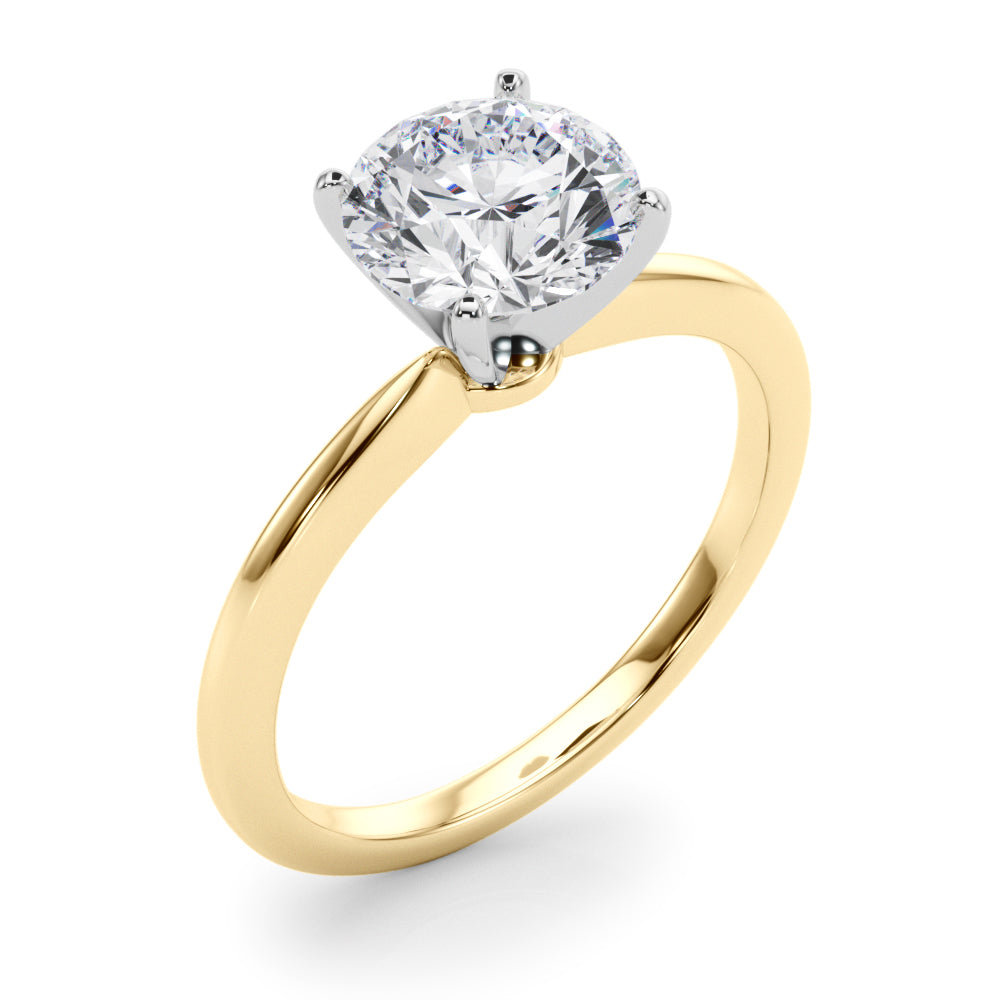 Refined Solitaire For Peg Head Round Diamond Engagement Ring — 9K/18K Gold & Platinum
