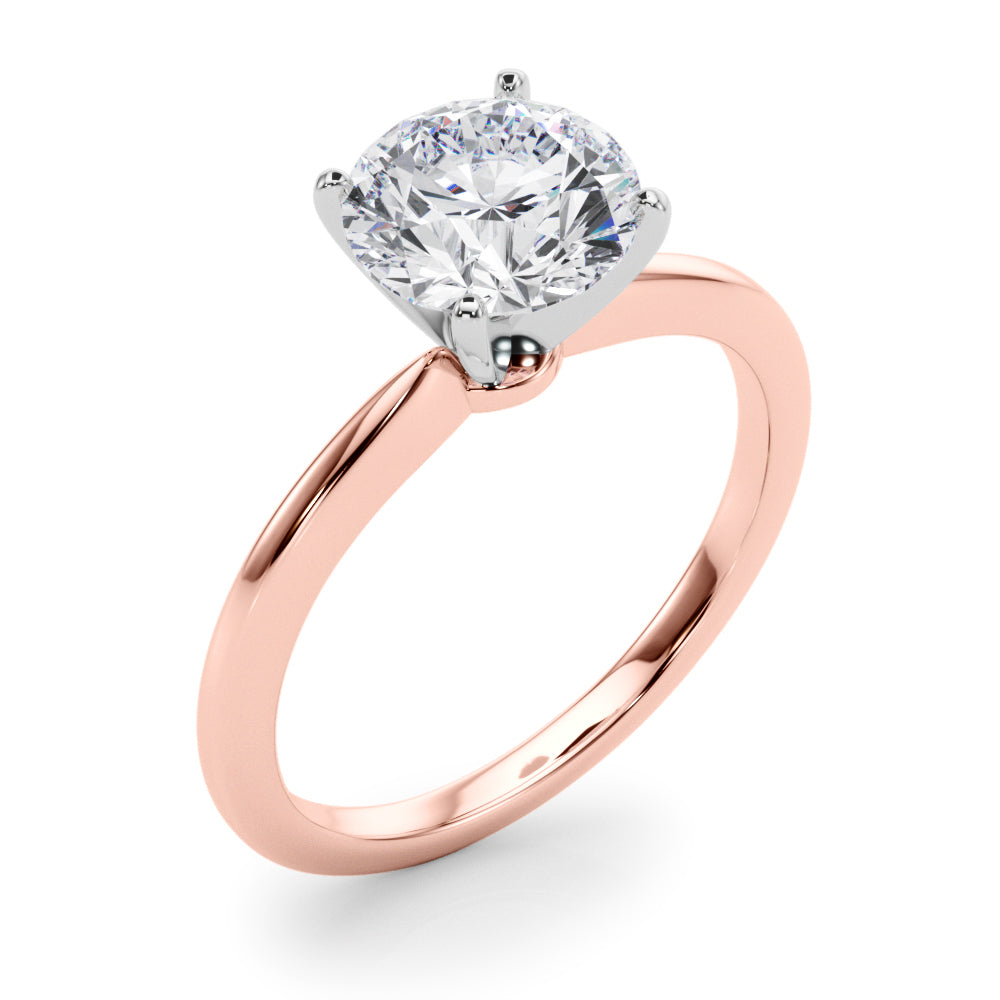 Refined Solitaire For Peg Head Round Diamond Engagement Ring — 9K/18K Gold & Platinum