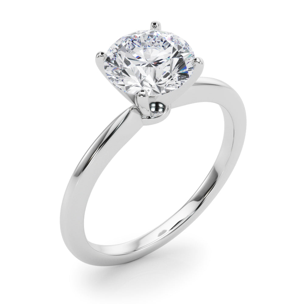 Refined Solitaire For Peg Head Round Diamond Engagement Ring — 9K/18K Gold & Platinum