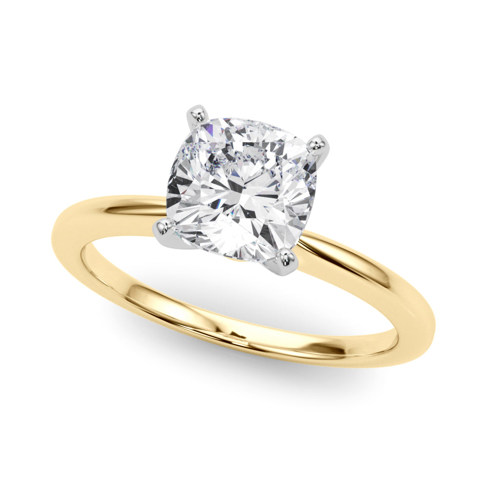 Refined Solitaire For Peg Head Round Diamond Engagement Ring — 9K/18K Gold & Platinum