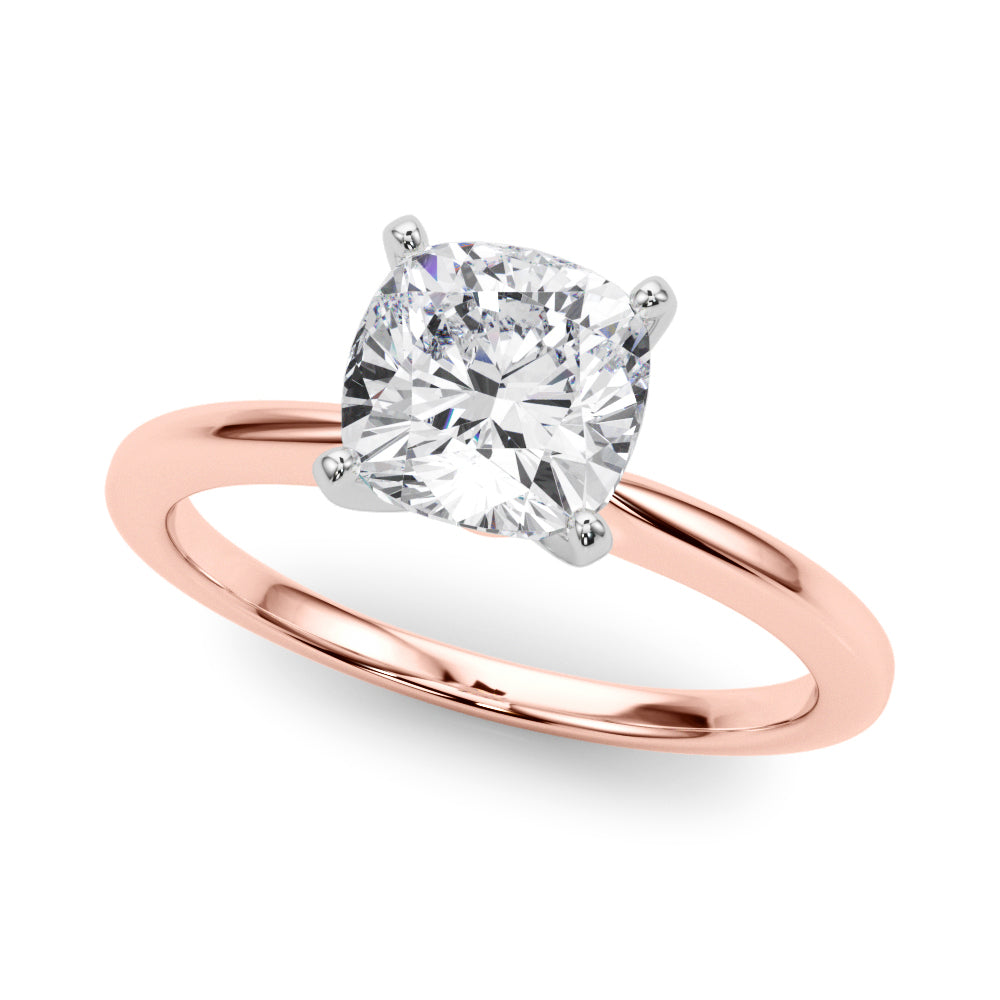 Refined Solitaire For Peg Head Round Diamond Engagement Ring — 9K/18K Gold & Platinum
