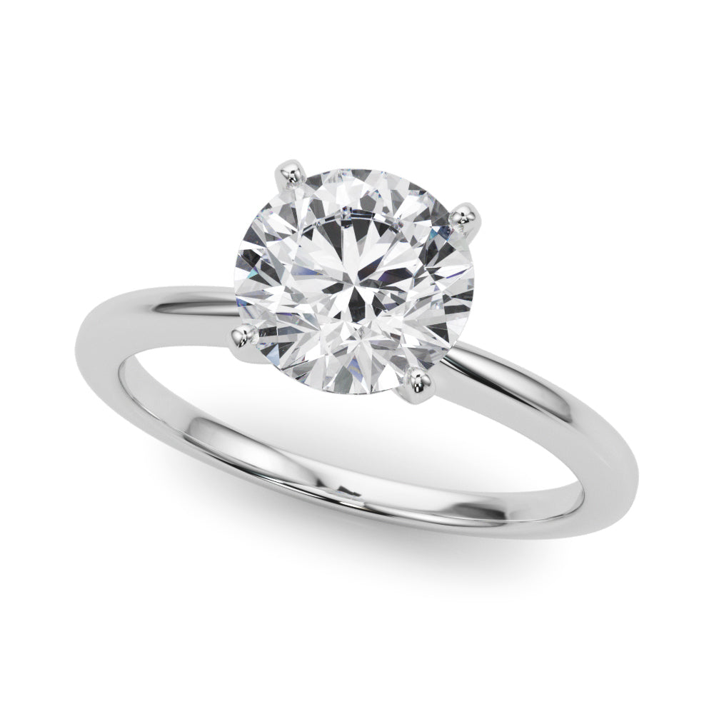 Refined Solitaire For Peg Head Round Diamond Engagement Ring — 9K/18K Gold & Platinum