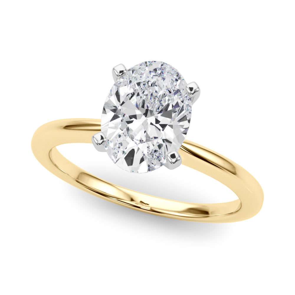 Refined Solitaire For Peg Head Round Diamond Engagement Ring — 9K/18K Gold & Platinum