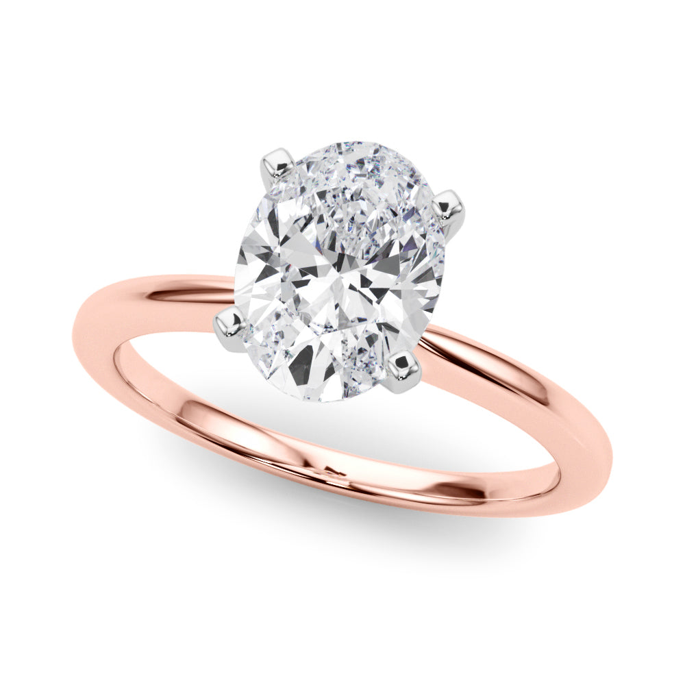 Refined Solitaire For Peg Head Round Diamond Engagement Ring — 9K/18K Gold & Platinum