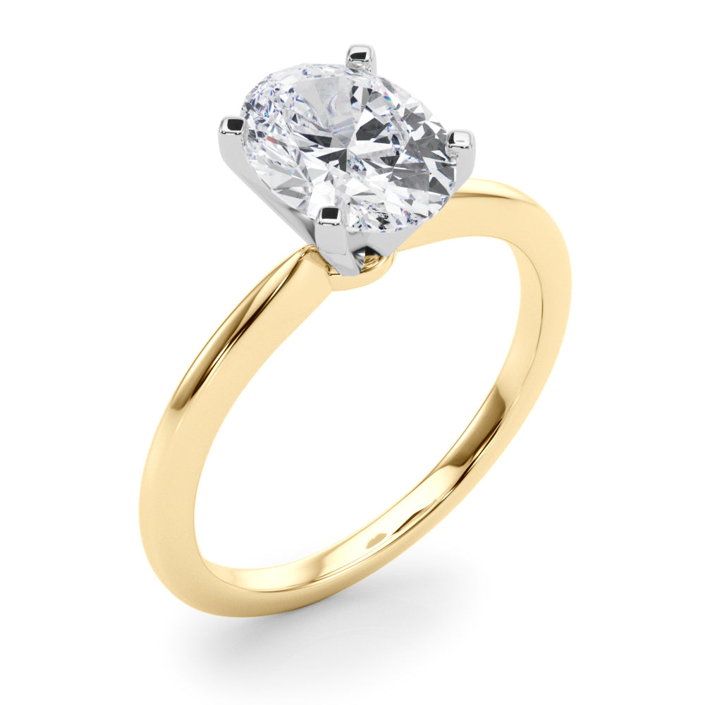 Refined Solitaire For Peg Head Round Diamond Engagement Ring — 9K/18K Gold & Platinum