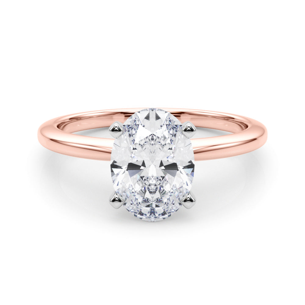 Refined Solitaire For Peg Head Round Diamond Engagement Ring — 9K/18K Gold & Platinum