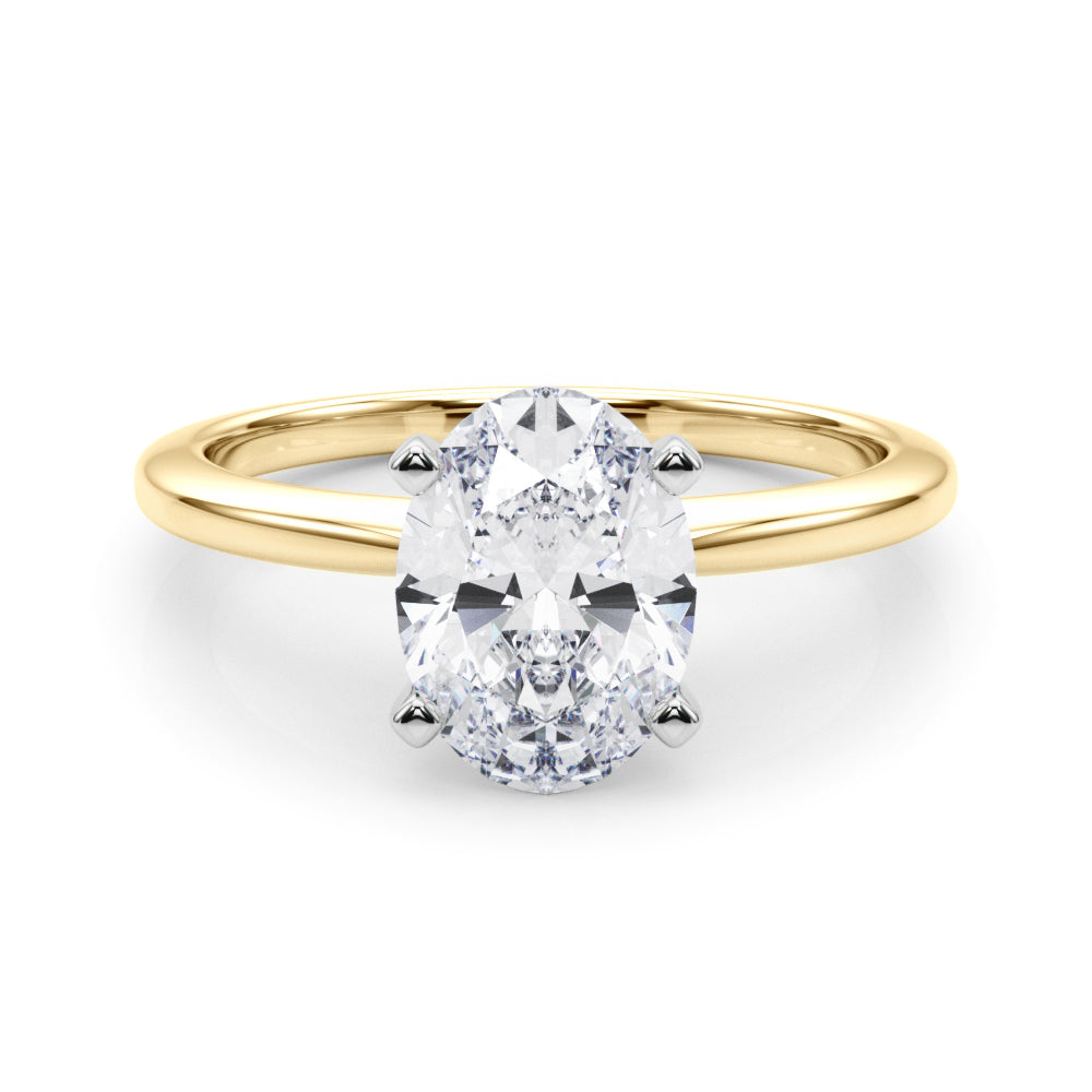 Refined Solitaire For Peg Head Round Diamond Engagement Ring — 9K/18K Gold & Platinum