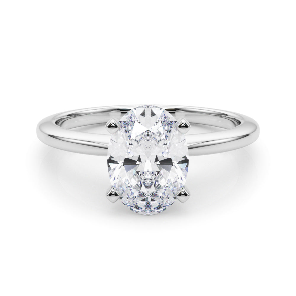 Refined Solitaire For Peg Head Round Diamond Engagement Ring — 9K/18K Gold & Platinum