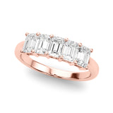 Lab-Grown Diamond Prong Emerald Cut 5-Stone Diamond Ring