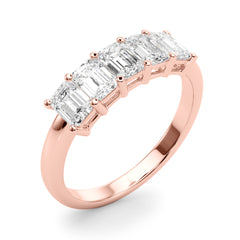5-Stone Emerald Cut Half Eternity Ring in Gold & Platinum