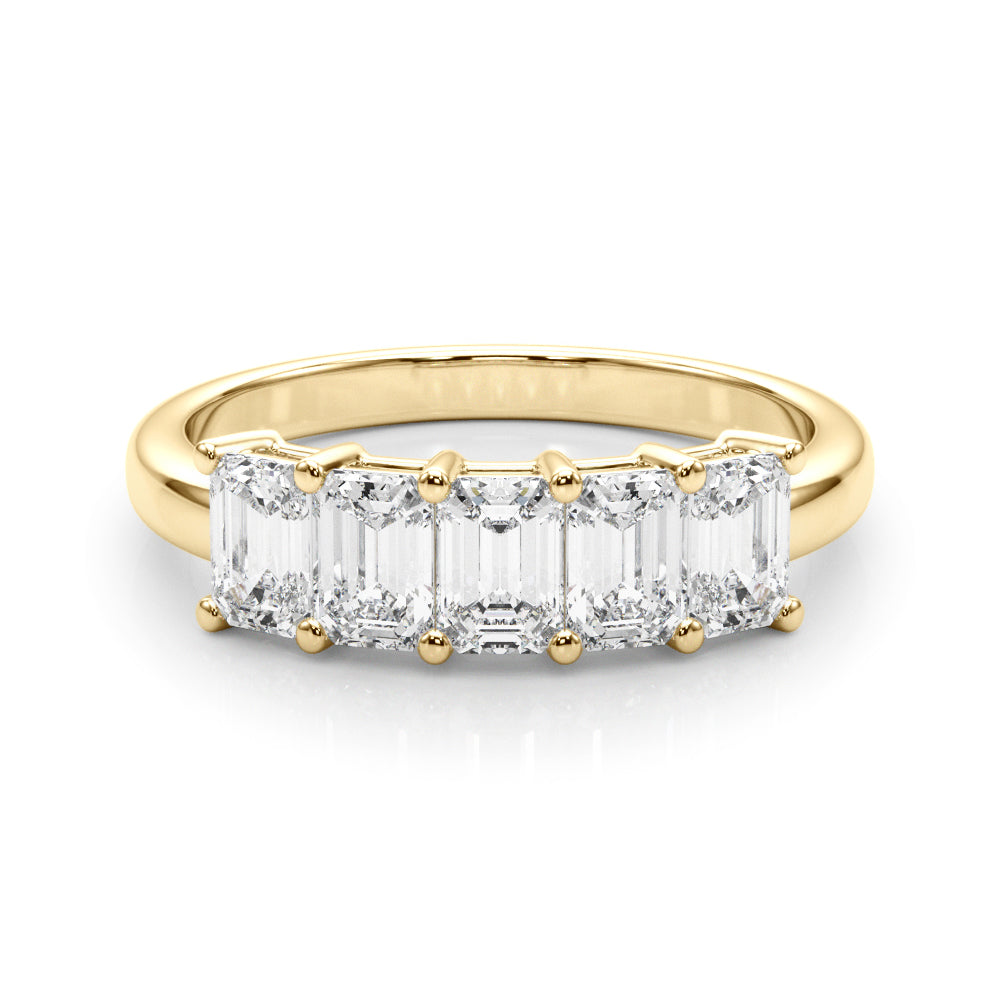 Lab-Grown Diamond Prong Emerald Cut 5-Stone Diamond Ring