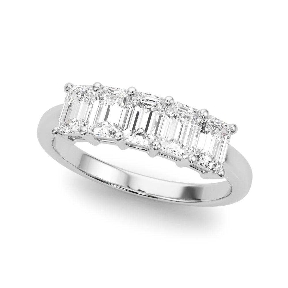 Lab-Grown Diamond Prong Emerald Cut 5-Stone Diamond Ring