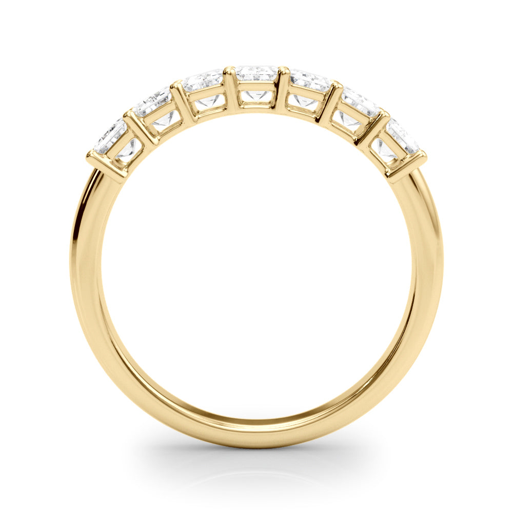 7-Stone Emerald Cut Half Eternity Ring in Gold & Platinum