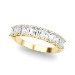 Emerald Cut Shared Prong Half Eternity Ring in Gold & Platinum