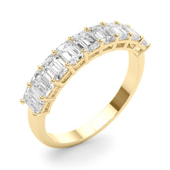 Emerald Cut Shared Prong Half Eternity Ring in Gold & Platinum