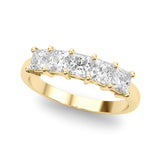5-Stone Princess Cut Half Eternity Ring in Gold & Platinum