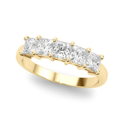 5-Stone Princess Cut Half Eternity Ring in Gold & Platinum