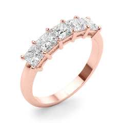 5-Stone Princess Cut Half Eternity Ring in Gold & Platinum