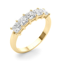 5-Stone Princess Cut Half Eternity Ring in Gold & Platinum