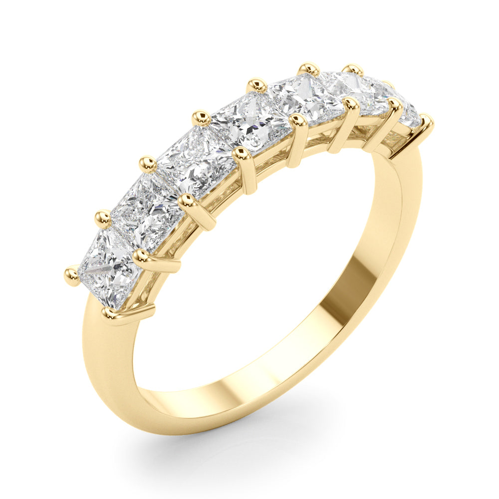 Shared Prong Princess Cut Half Eternity Ring in Gold & Platinum