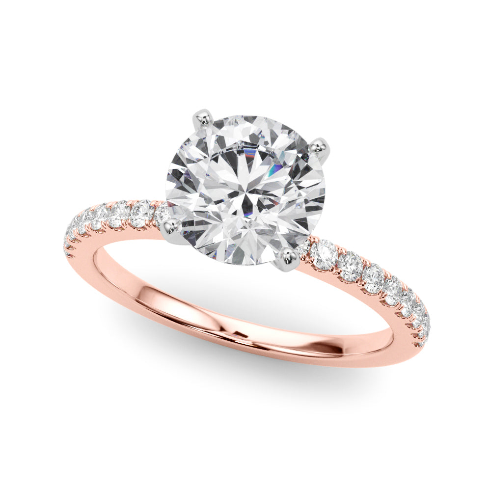 Lustrous 51162 Shank Round Diamond Engagement Ring — 9K/18K Gold & Platinum
