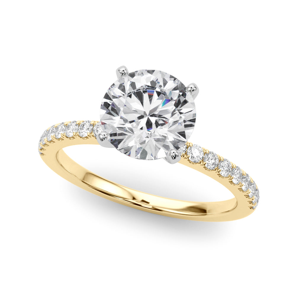 Lustrous 51162 Shank Round Diamond Engagement Ring — 9K/18K Gold & Platinum