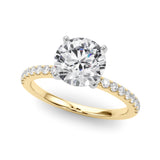 Lustrous 51162 Shank Round Diamond Engagement Ring — 9K/18K Gold & Platinum