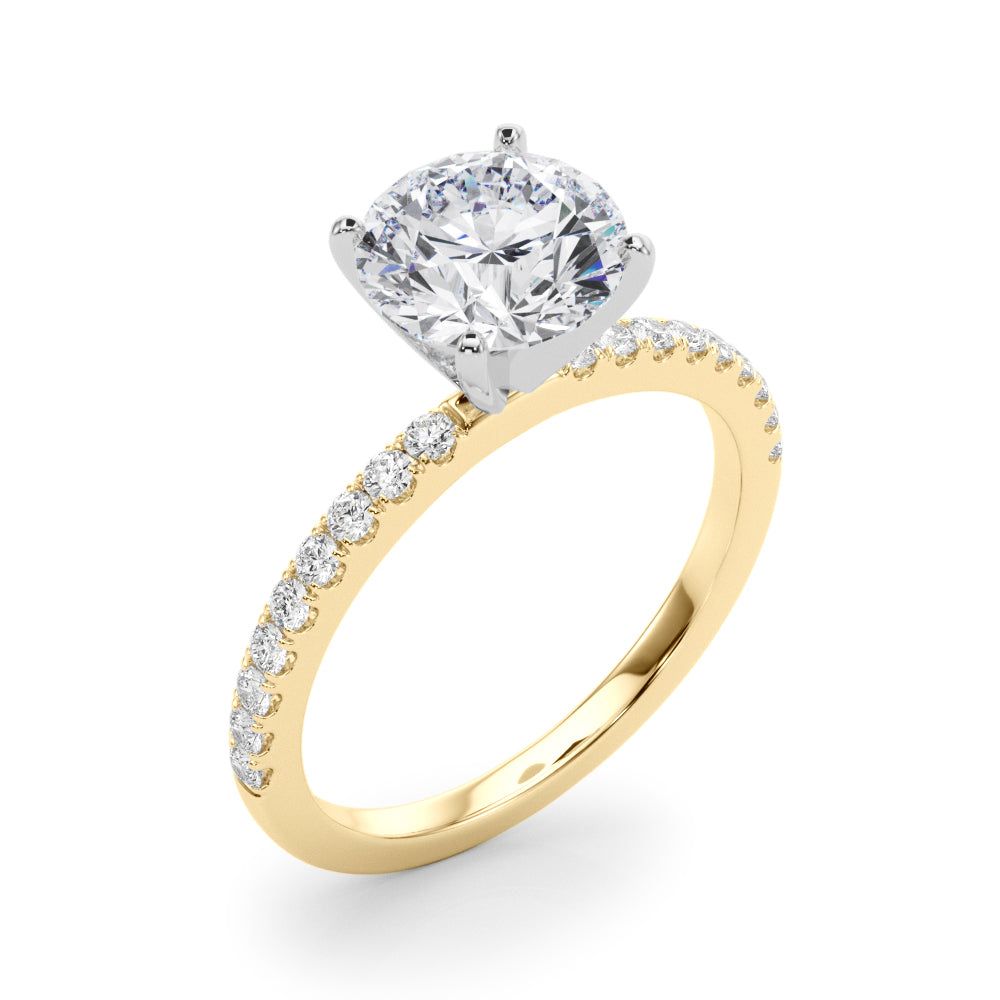 Lustrous 51162 Shank Round Diamond Engagement Ring — 9K/18K Gold & Platinum