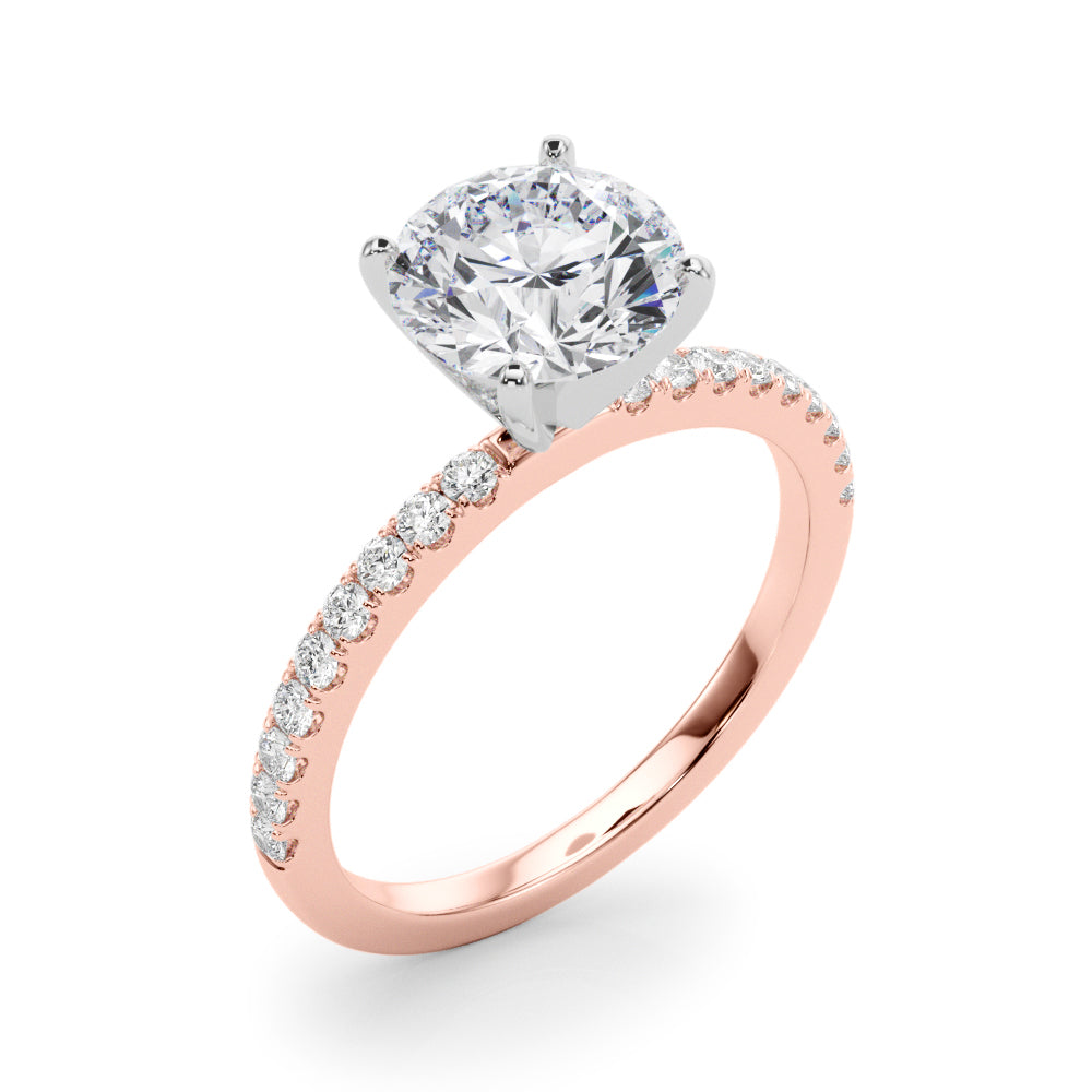 Lustrous 51162 Shank Round Diamond Engagement Ring — 9K/18K Gold & Platinum