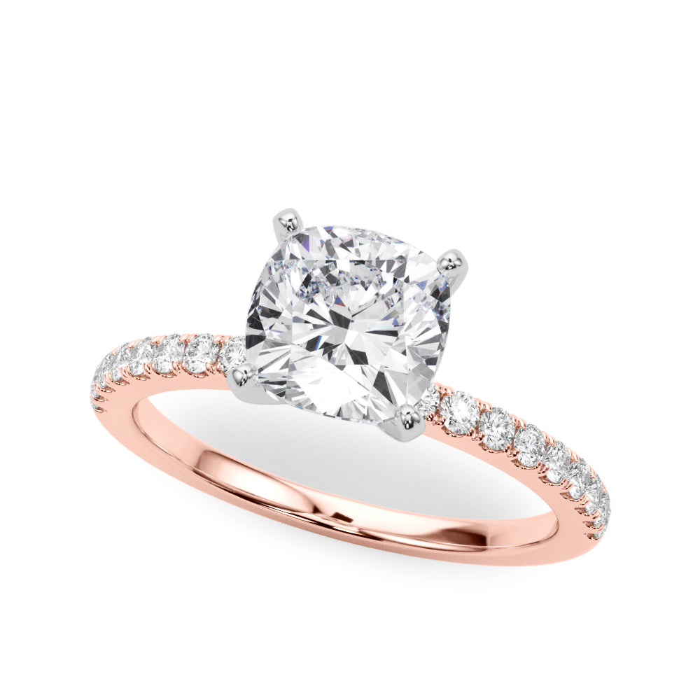 Lustrous 51162 Shank Round Diamond Engagement Ring — 9K/18K Gold & Platinum