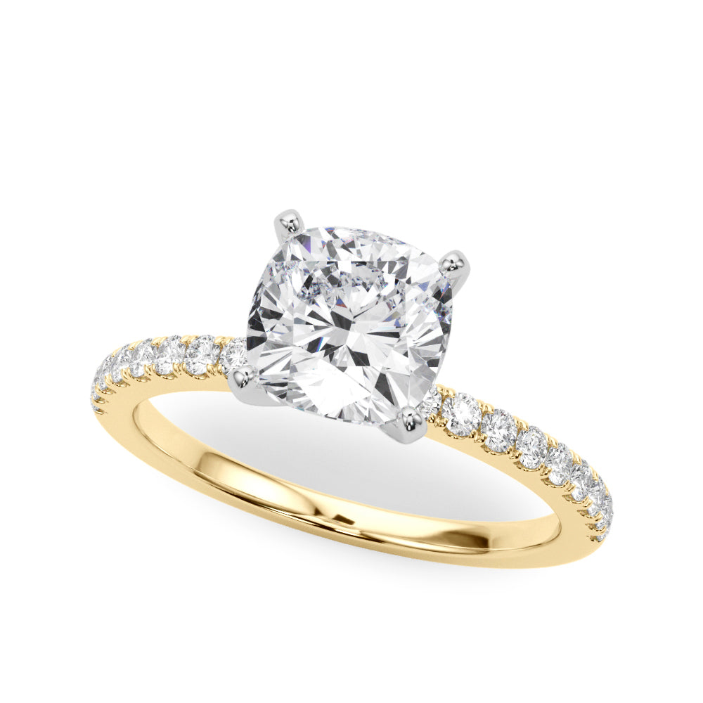 Lustrous 51162 Shank Round Diamond Engagement Ring — 9K/18K Gold & Platinum