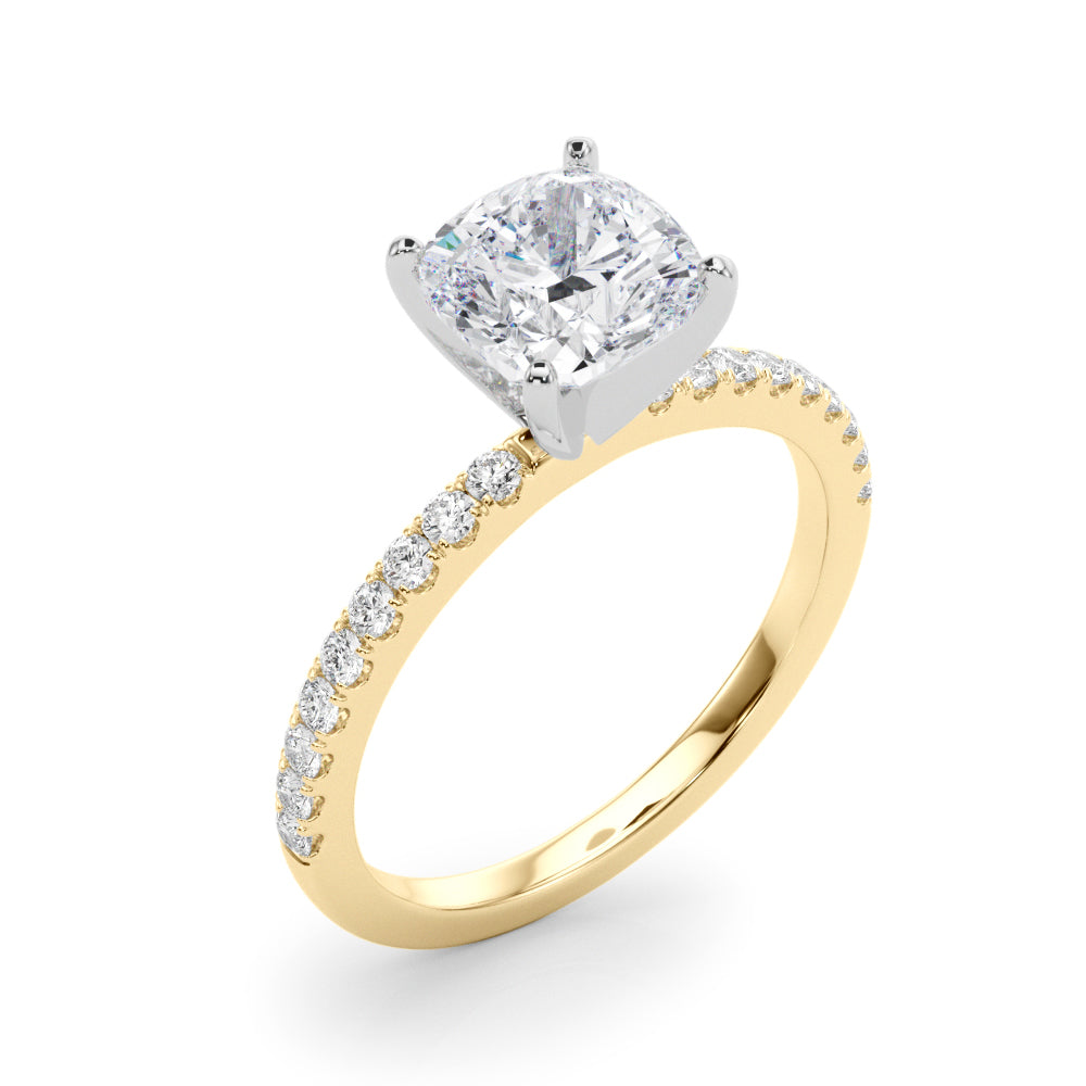 Lustrous 51162 Shank Round Diamond Engagement Ring — 9K/18K Gold & Platinum
