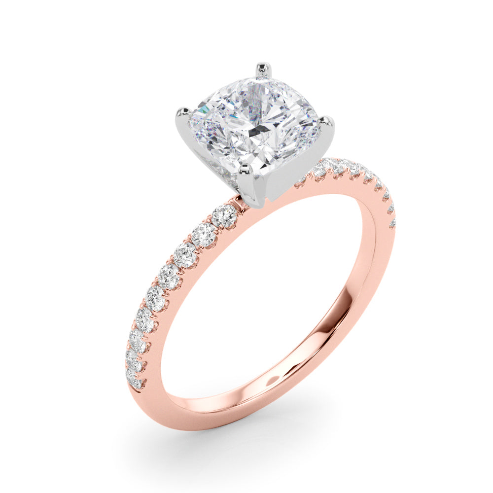 Lustrous 51162 Shank Round Diamond Engagement Ring — 9K/18K Gold & Platinum