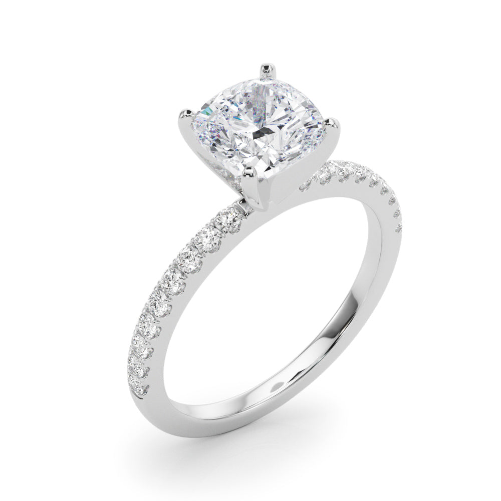Lustrous 51162 Shank Round Diamond Engagement Ring — 9K/18K Gold & Platinum