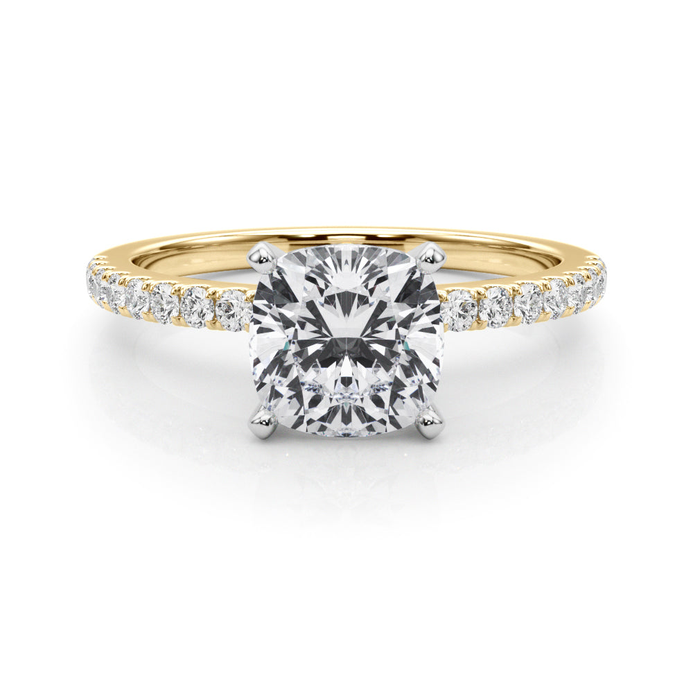 Lustrous 51162 Shank Round Diamond Engagement Ring — 9K/18K Gold & Platinum