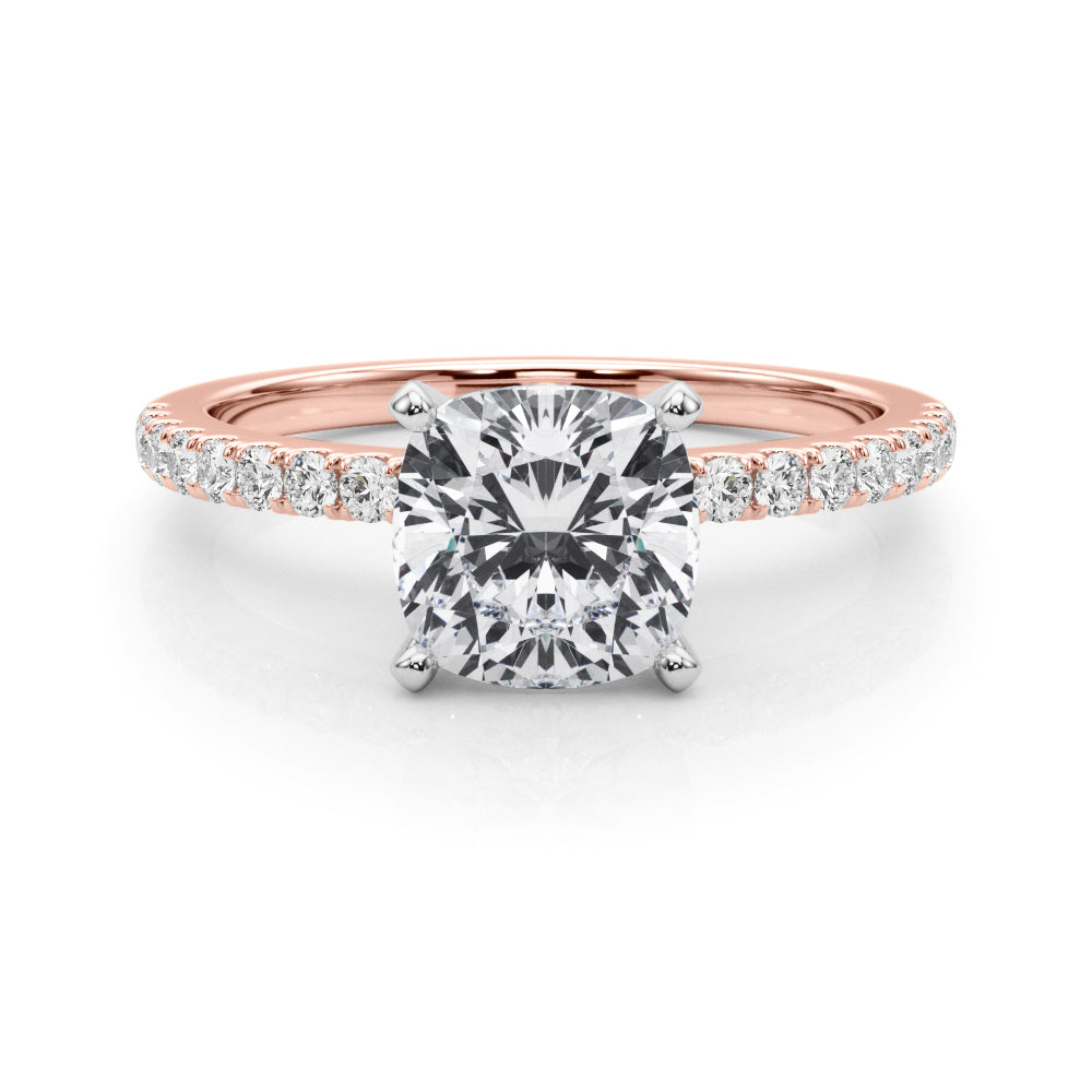 Lustrous 51162 Shank Round Diamond Engagement Ring — 9K/18K Gold & Platinum