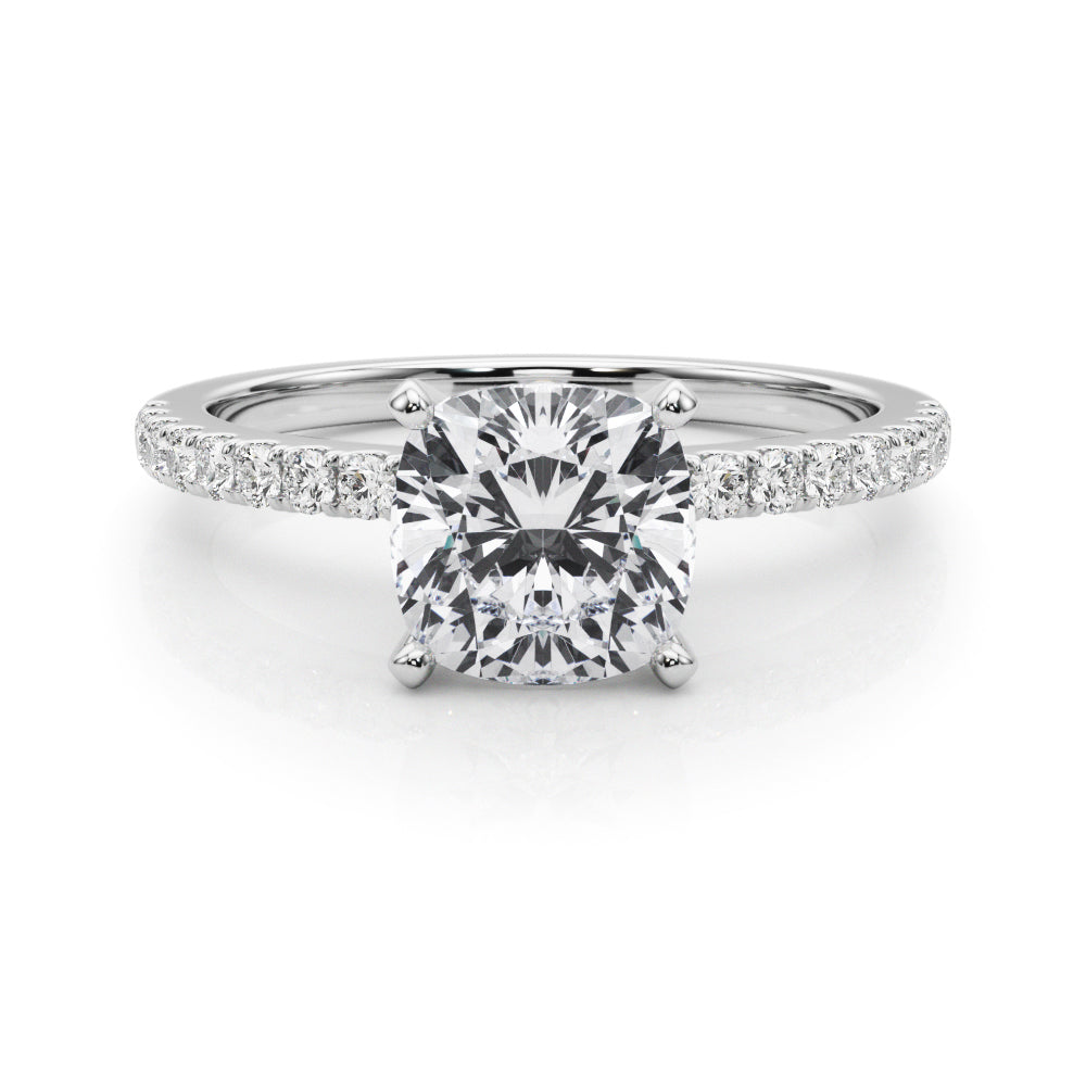 Lustrous 51162 Shank Round Diamond Engagement Ring — 9K/18K Gold & Platinum