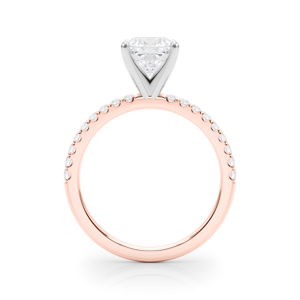 Lustrous 51162 Shank Round Diamond Engagement Ring — 9K/18K Gold & Platinum