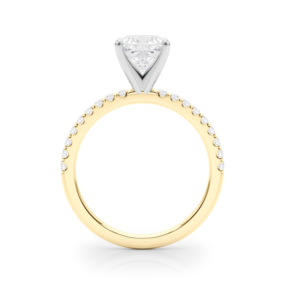 Lustrous 51162 Shank Round Diamond Engagement Ring — 9K/18K Gold & Platinum