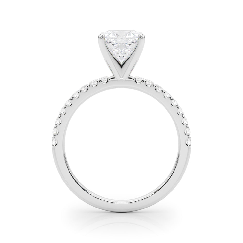 Lustrous 51162 Shank Round Diamond Engagement Ring — 9K/18K Gold & Platinum