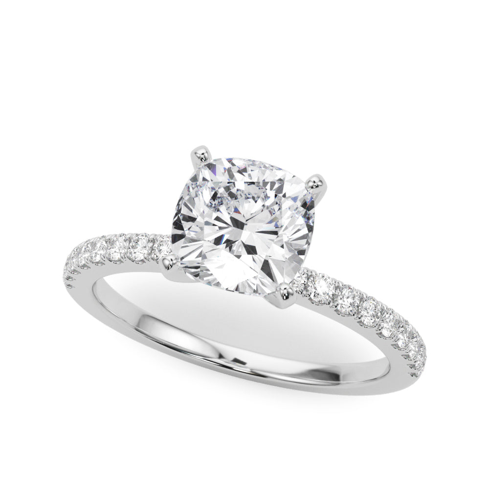Lustrous 51162 Shank Round Diamond Engagement Ring — 9K/18K Gold & Platinum