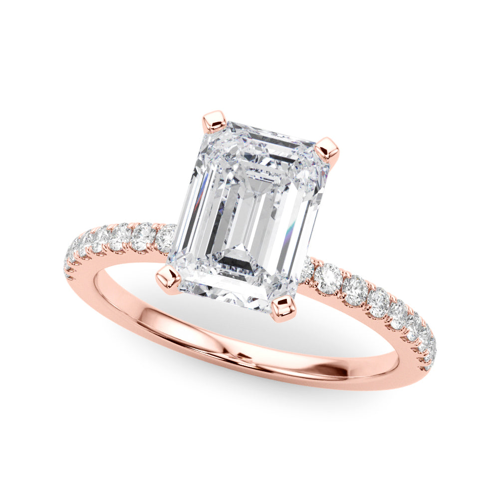 Lustrous 51162 Shank Round Diamond Engagement Ring — 9K/18K Gold & Platinum